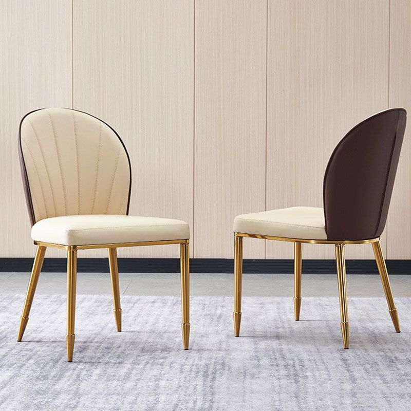 Contemporary Faux Leather Dining Chair Parsons Side Chair in White