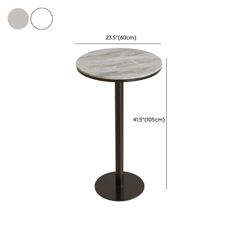 Modern Round Bar Table Set 1/3 Pcs Stone Top Bar Table and Leather Stools