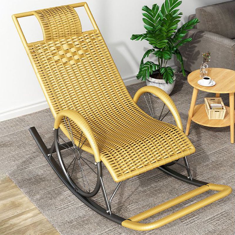 Modern Wicker Rocking Chair Brown Water Resistant Rocker for Living Room