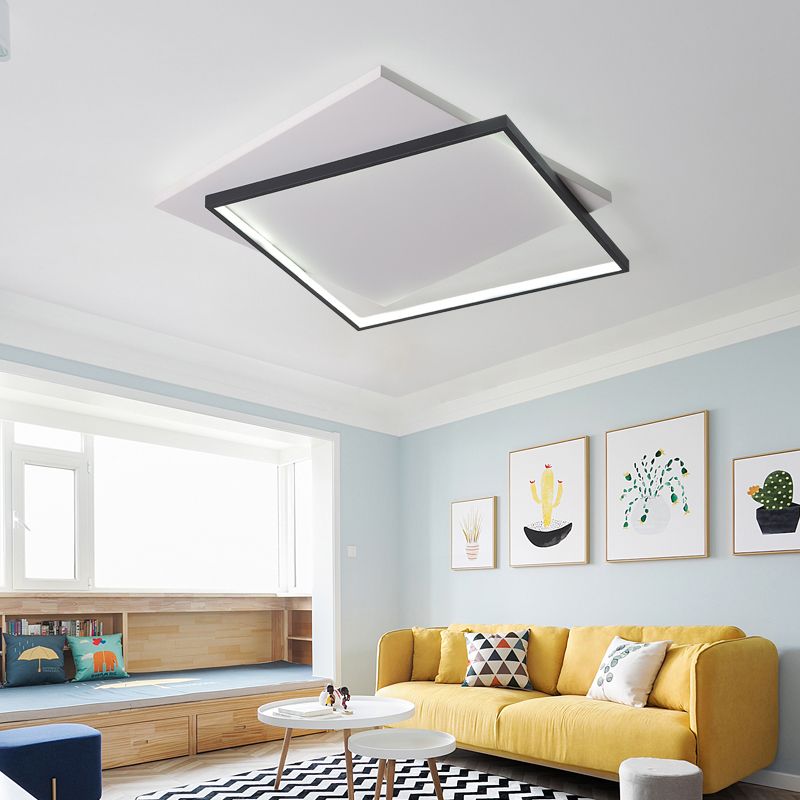 Eenvoud vierkante plafondmontage verlichting acryl woonkamer led spoelbevel in wit zwart