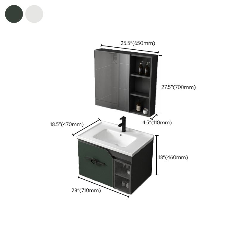 Metal Frame Bath Vanity Mirror Rectangle Wall Mount Single Sink Bathroom Vanity Set