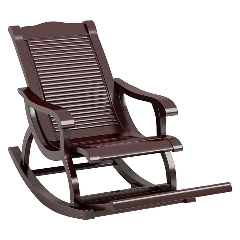 Traditional Rocking Chair Rubber Wood Trapezoidal Back Indoor Rocking Chair