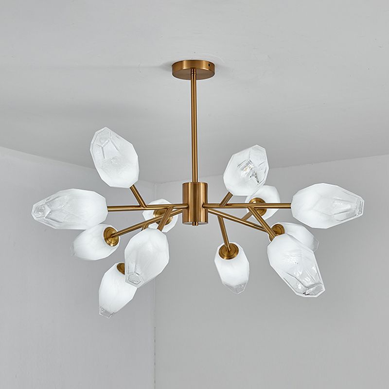 Opal Glassone Glass Bud Bud Budgente Light Postmodern 12/15 teste lampadario soffitto in oro