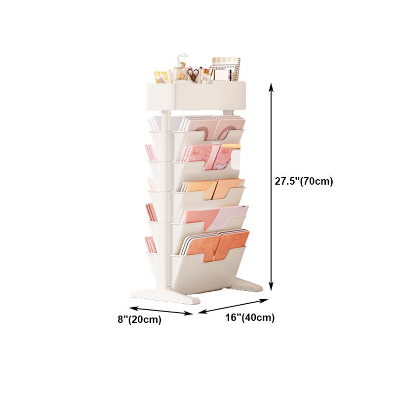 7.87"W Bookcase Contemporary Style Closed Back White Bookshelf for Home Office