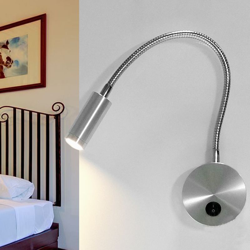 1 Light Round Wall Sconce Modern Style Metal Wall Mounted Reading Lights