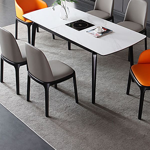 Industrial Ash Open Side Chair Matte Finish Leather Dining Chair with Black Legs