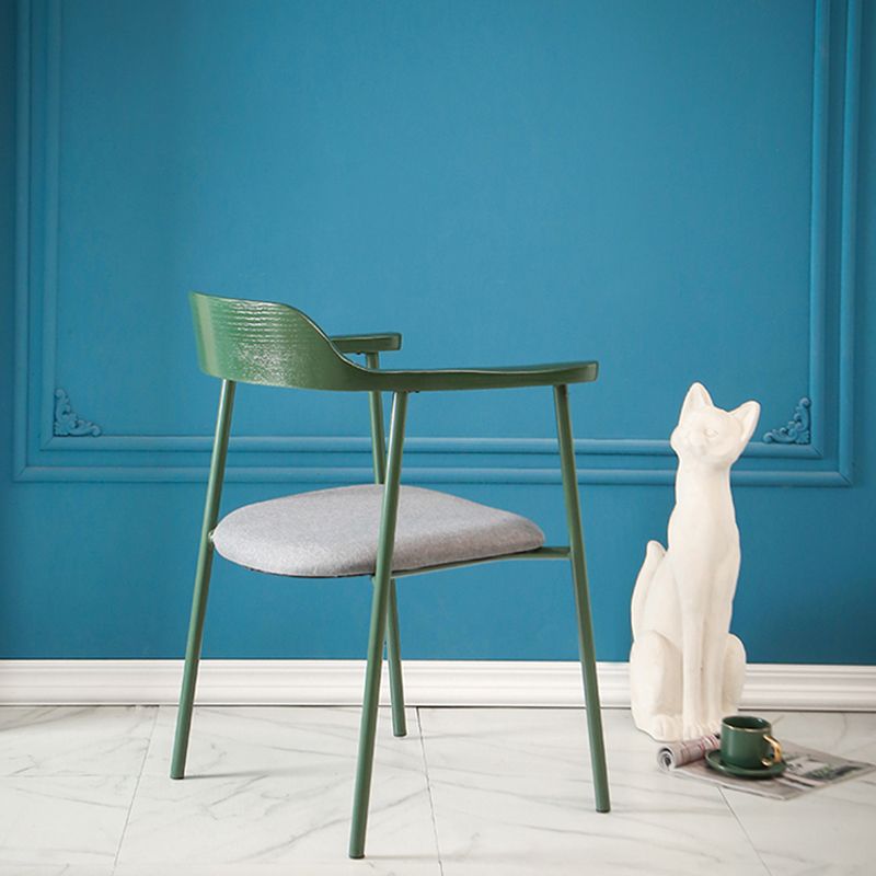 Modern Style Metal Arm Chair Open Back Indoor Dining Chair (Set of 2)
