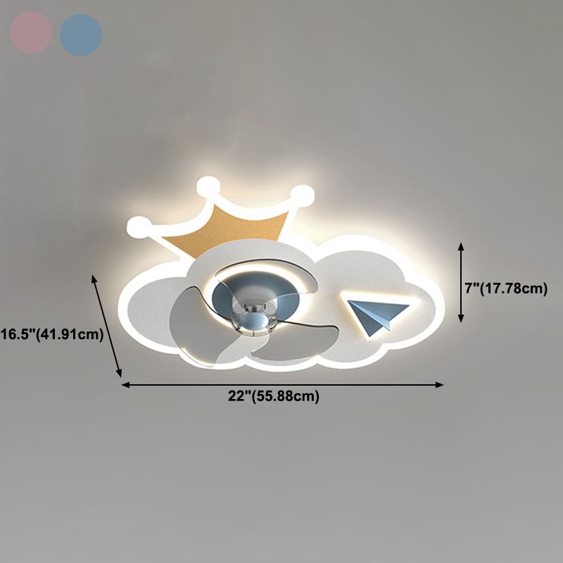 Amella a forma di fiore Ventola di ventola per bambini Multi Lights Lampada a ventola del soffitto