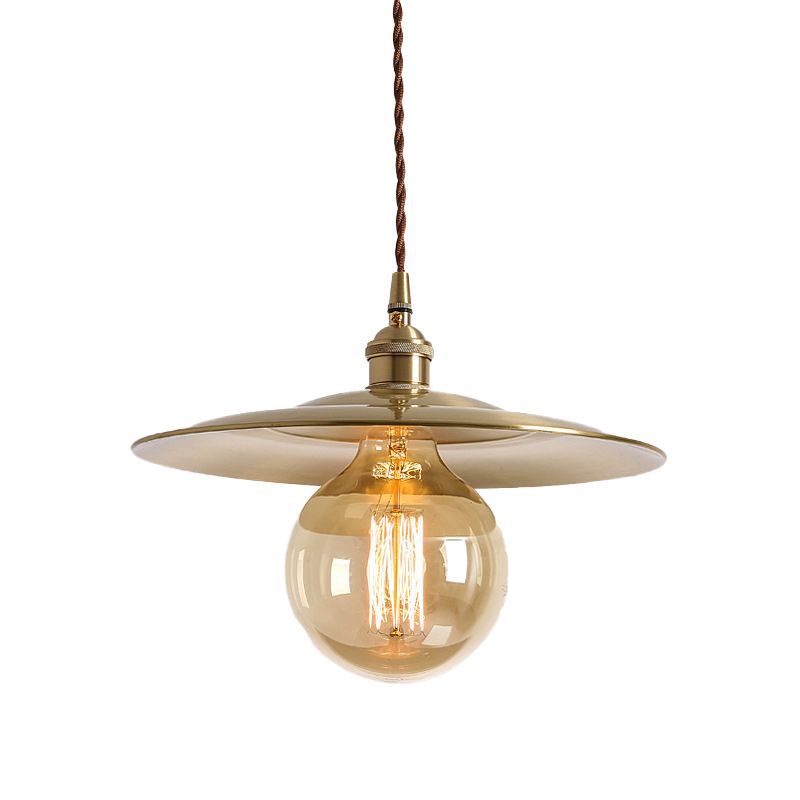 11.5" Wide 1 Light Pendant Lighting Industrial Saucer Hanging Lamp in Brass for Bedroom