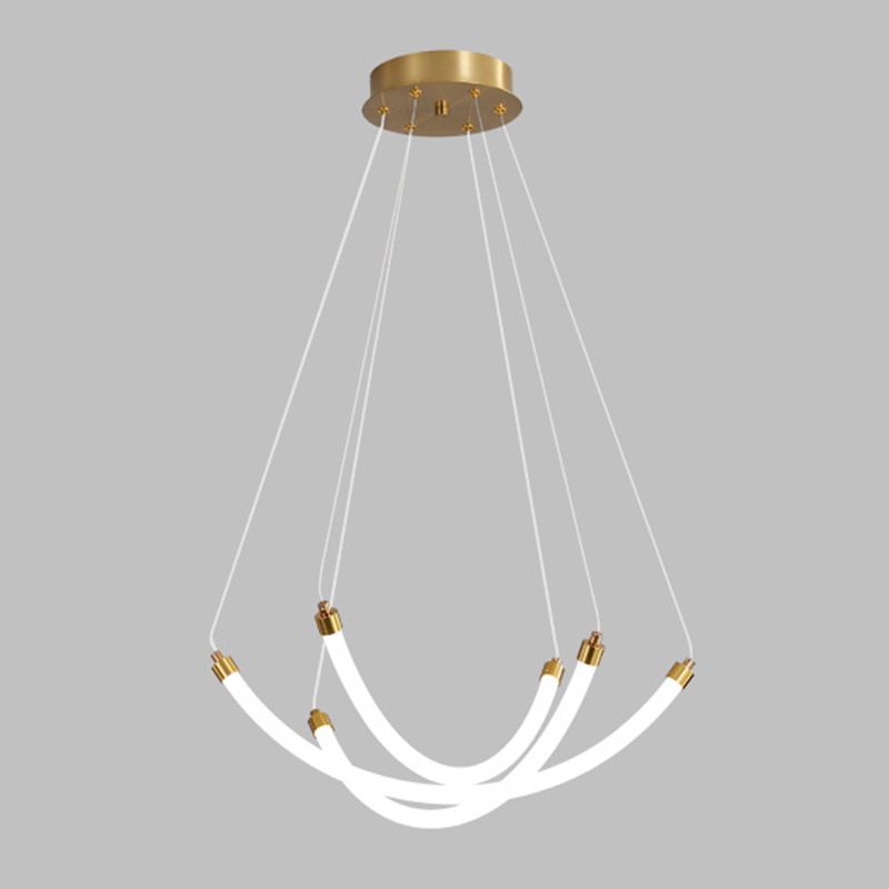 Acrylic Nest Shaped Chandelier Minimalistic Brass LED Pendant Light for Living Room