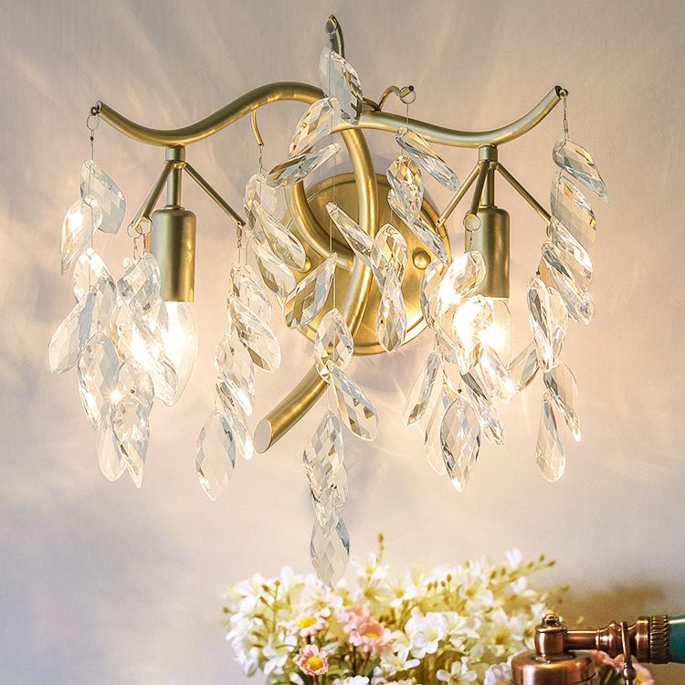 Unique Shape Metal Wall Lighting Modern Style 2 Lights Wall Mounted Light in Gold