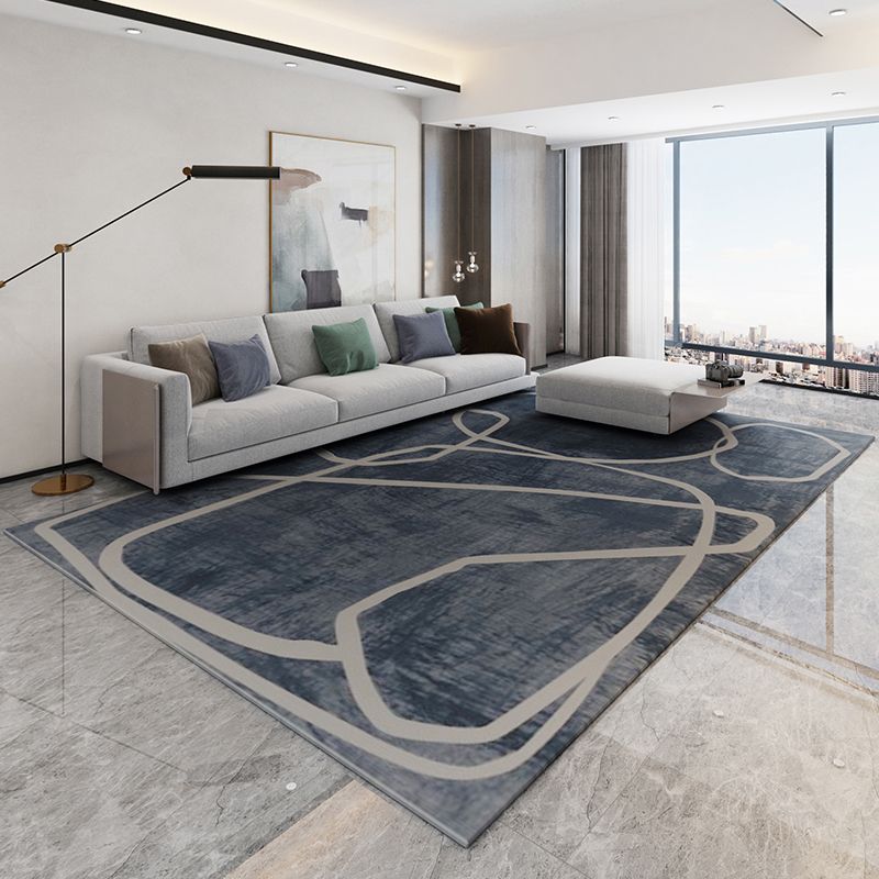 Geometría informal alfombra de poliéster de alfombra de alfombra estampada alfombra resistente a las manchas para la decoración del hogar