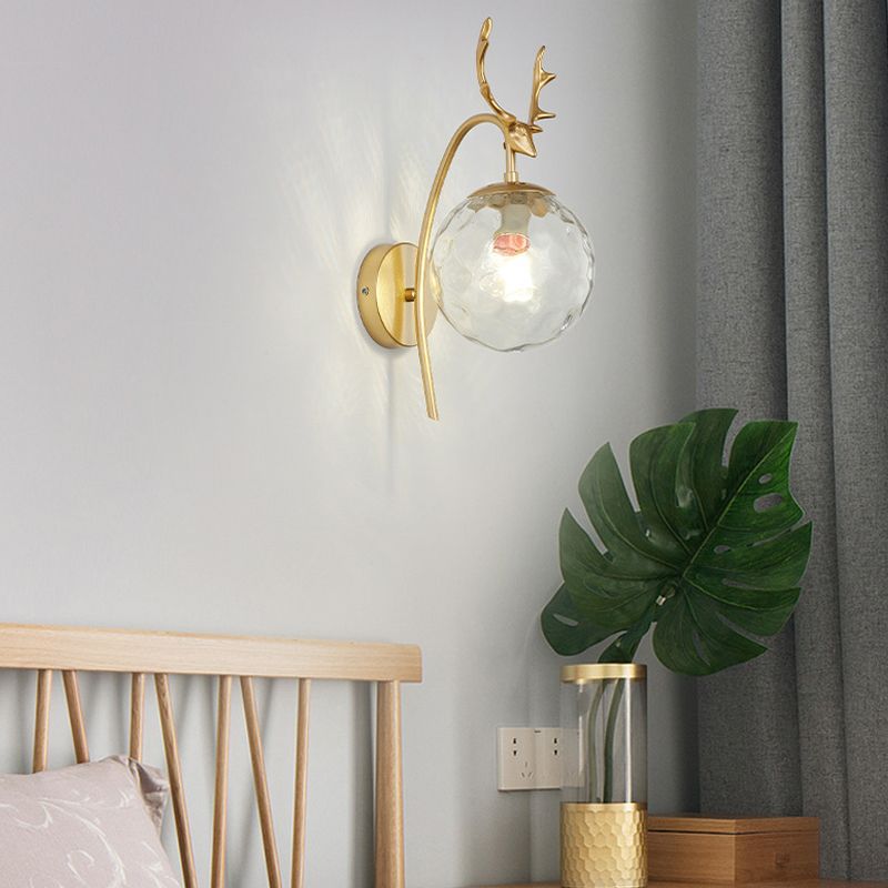 Sitting Room Antler Wall Sconce Modern Glass 1 Head Wall Mounted Light Fixture
