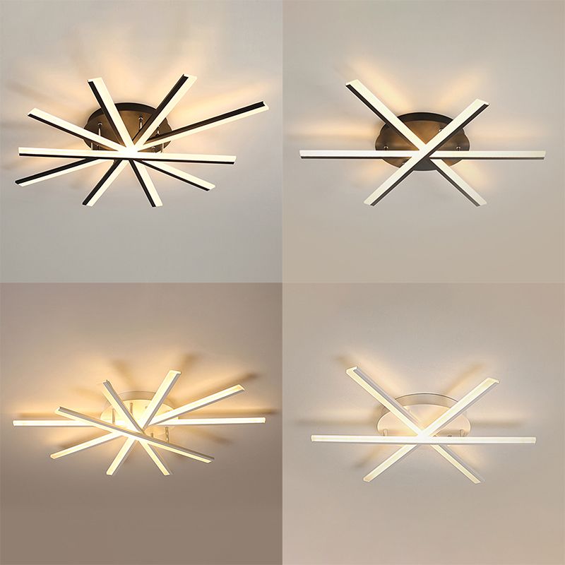 Modern Strips Semi Flush Ceiling Lights Metal Semi Flush Mount Ceiling Light for Bedroom