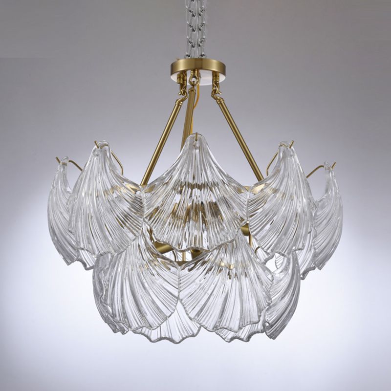 Modern Style Glass Chandelier Shell Shape Hanging Lamp for Bar Restaurant