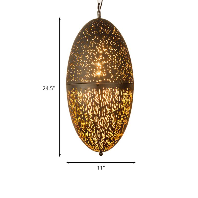 Carved Pendant Lighting Decorative 1 Head 8"/11"/13" Wide Metal Hanging Light Fixture in Brass