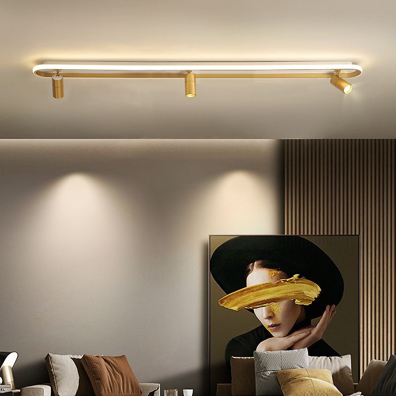 Modern LED Ceiling Lamp with Spotlight Gold Flush Mount Light for Clothing Shop