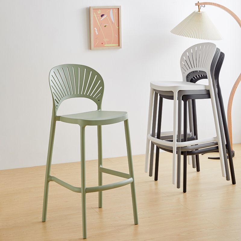 Contemporary Plastic Barstool Plastic Low Back Counter Stool in Matte Finish for Indoor