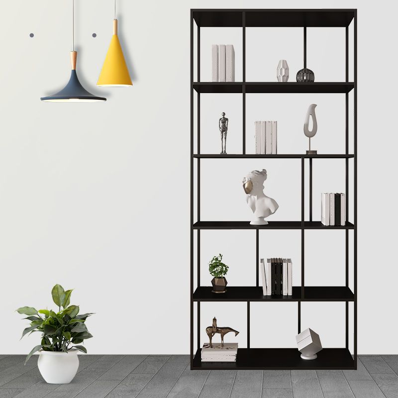 Contemporary Iron Open Etagere Bookshelf Multi Shelf Vertical Bookcase for Study Room