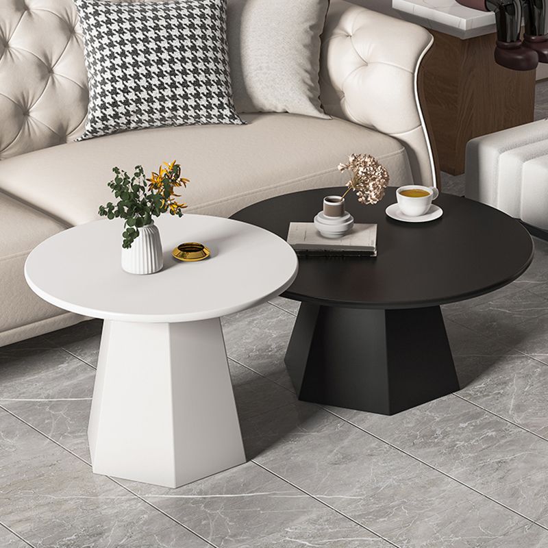 Round Metal Coffee Table Set Pedestal Simple Cocktail Table for Living Room