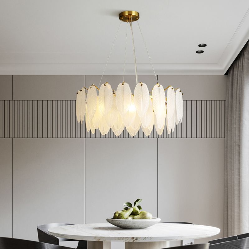 Modern Simple Led Pendant Light Metal Feather kroonluchter voor eetkamer