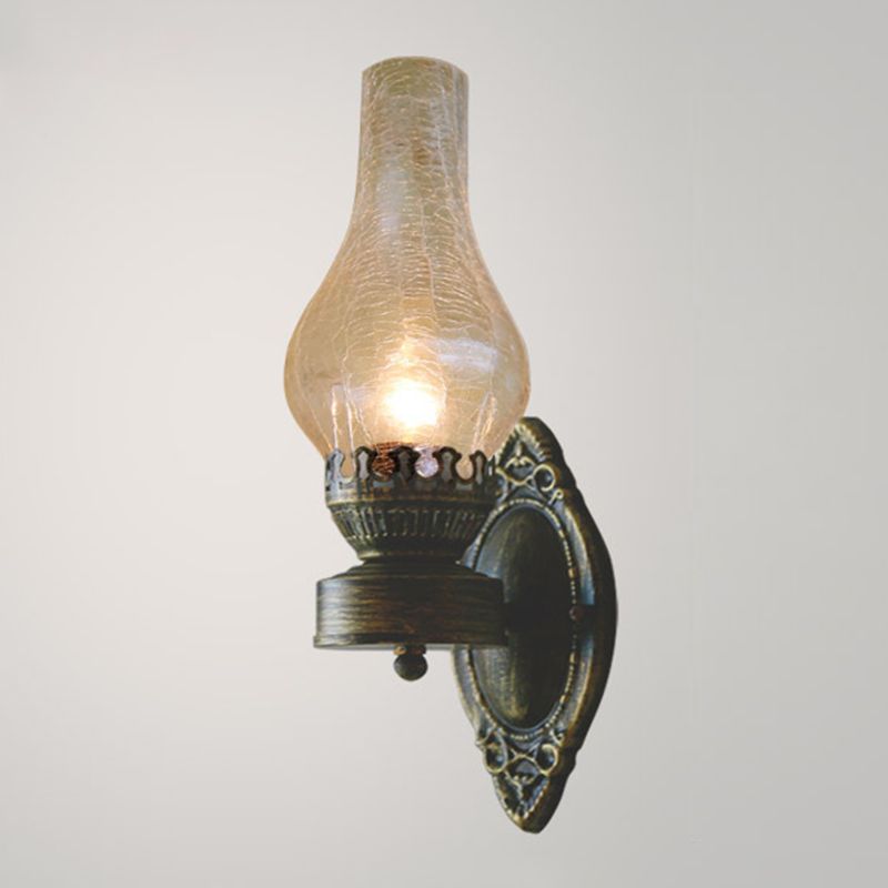 Retro Metal Wall Light Kerosene Wall Sconce with Glass for Coffee Shop
