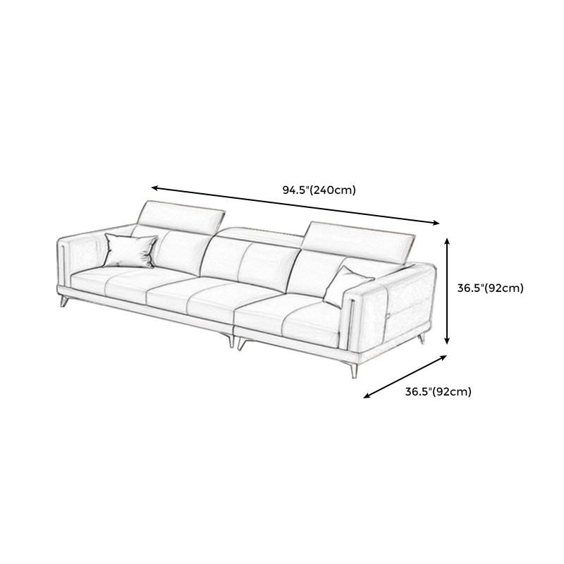 Genuine Leather Track Arm Sectional Sofa 36.22"High Cushion Back Sofa