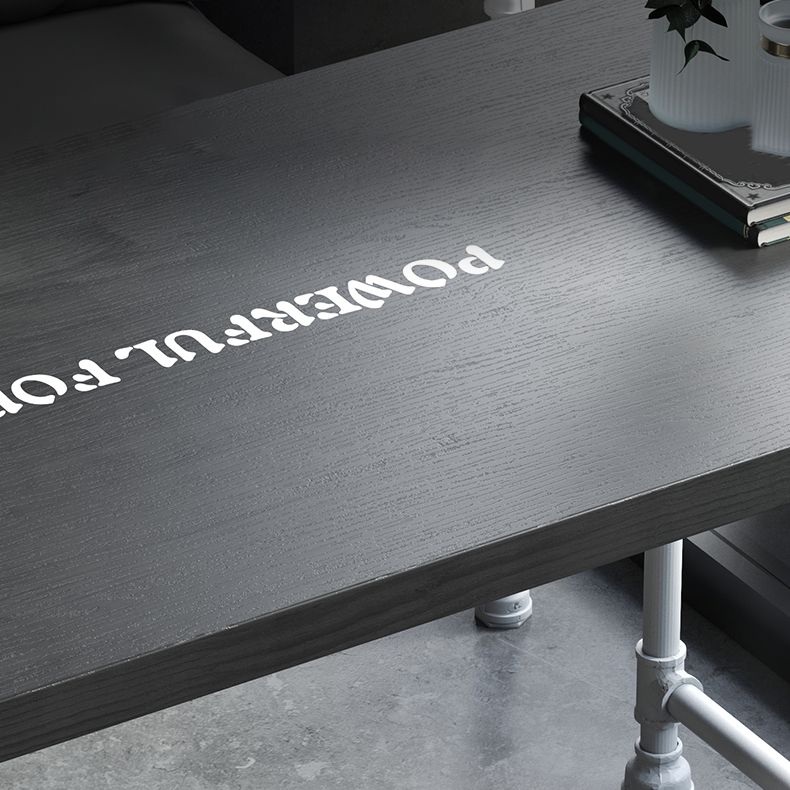 Industrial Style Dining Table Solid Wood Dining Table with Trestle Base