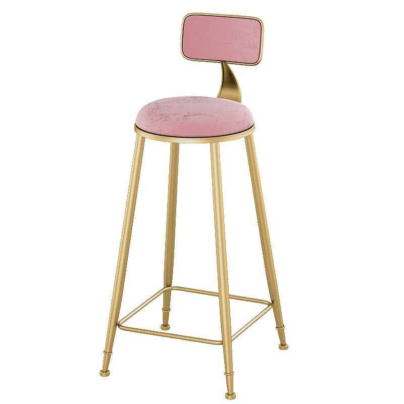 Glam Living Room Counter Chair Round Footrest Metal Counter Bar Stool with Cushion