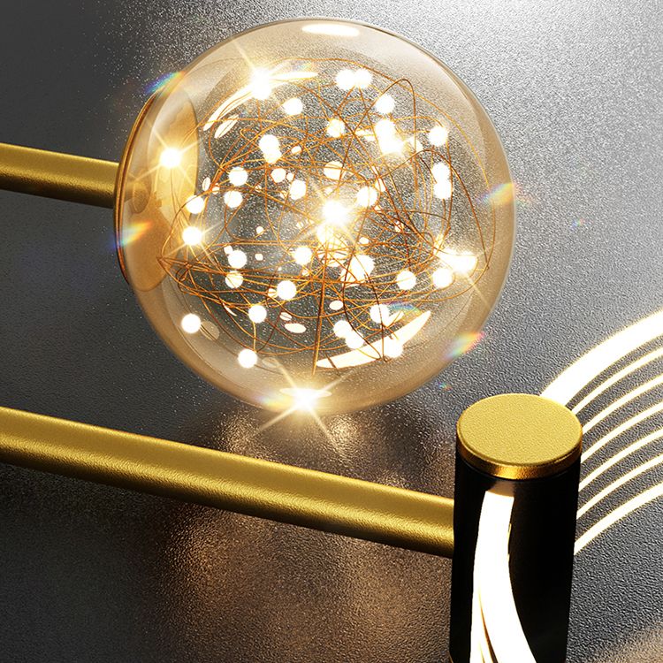 Modern Style Spherical Shape Wall Sconce Glass 3 Light Wall Lighting for Bedroom