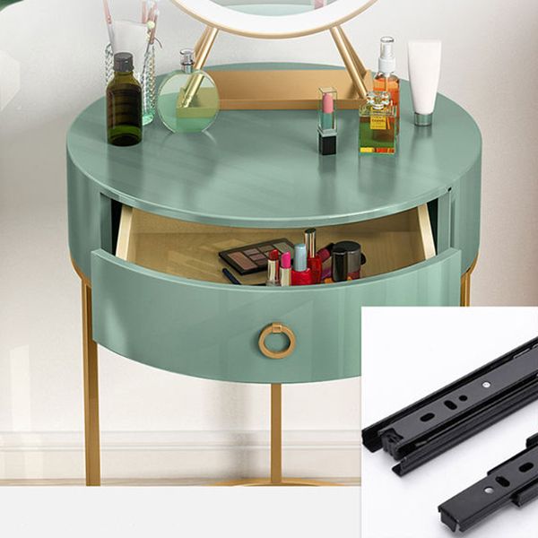 Panel Top Green/white with Drawers Gold Metal Base Dressing Table