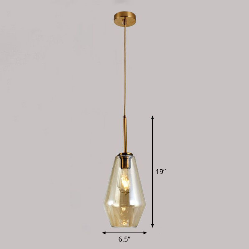 Gold Diamond Shaped Multi-Pendant Postmodern 3 Bulbs Blown Glass Hanging Ceiling Light