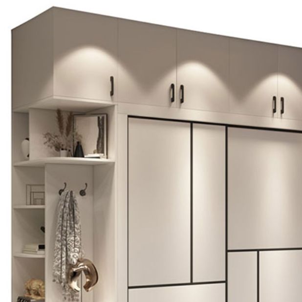 Sliding White Wardrobe Armoire Engineered Wood Wardrobe Cabinet
