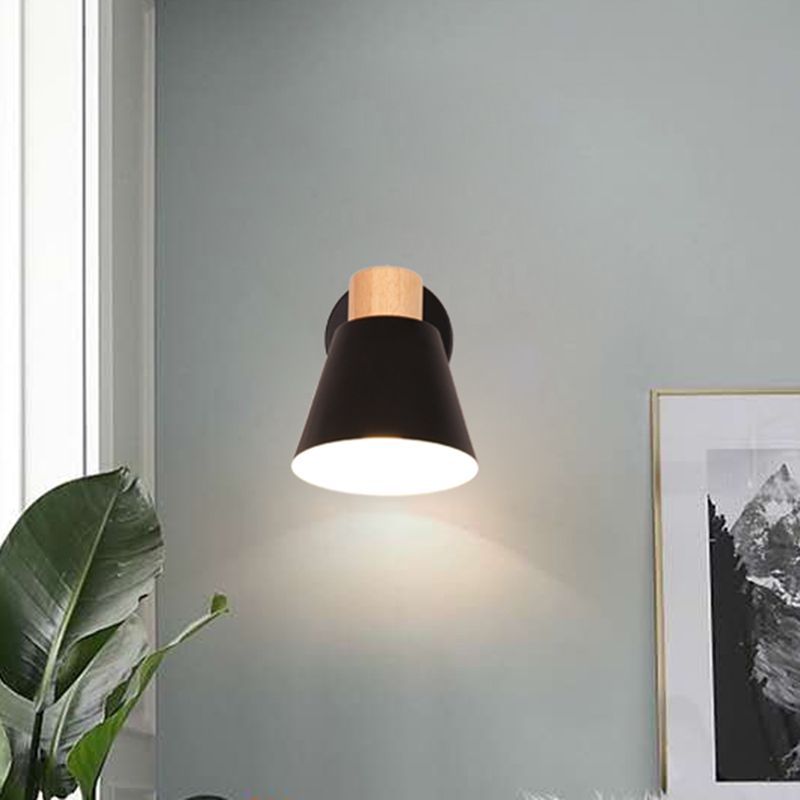 Cone-Shaped Wall Mount Lighting Nordic Style Metal Sconce Light Fixture for Bedroom