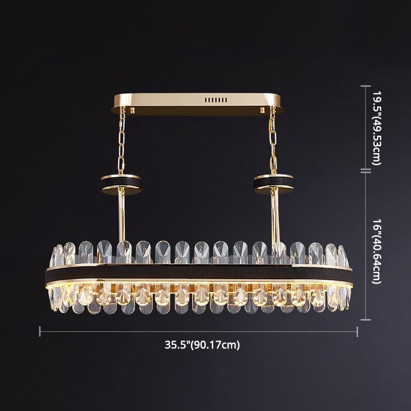 Black Linear Island Lightier Light MODERN MODERNY LED Crystal Crystal lampadario