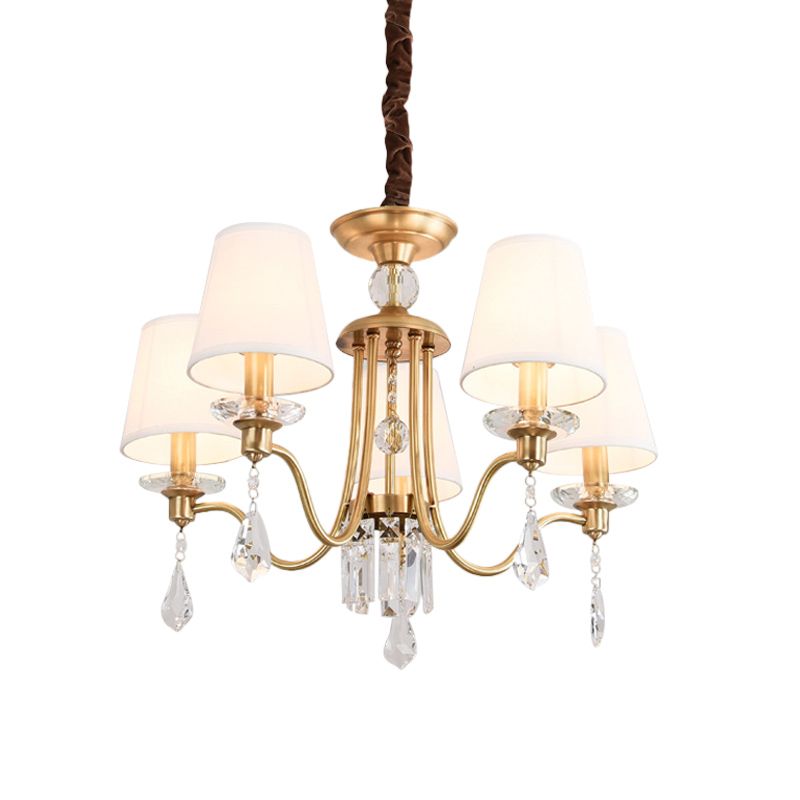 Borta lampada lampadina in ottone in ottone 5 teste tradizionali a sospensione con drappeggio cristallino