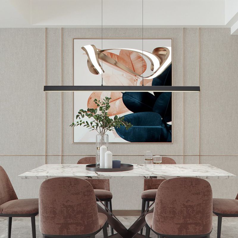 1 Light Linear Island Light Fixture Modernism Metal Island Pendant Lights