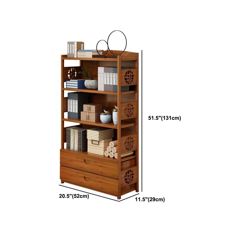 Modern Bamboo Closed Back Shelf Bookcase Floor Brown Book Shelf for Study Room