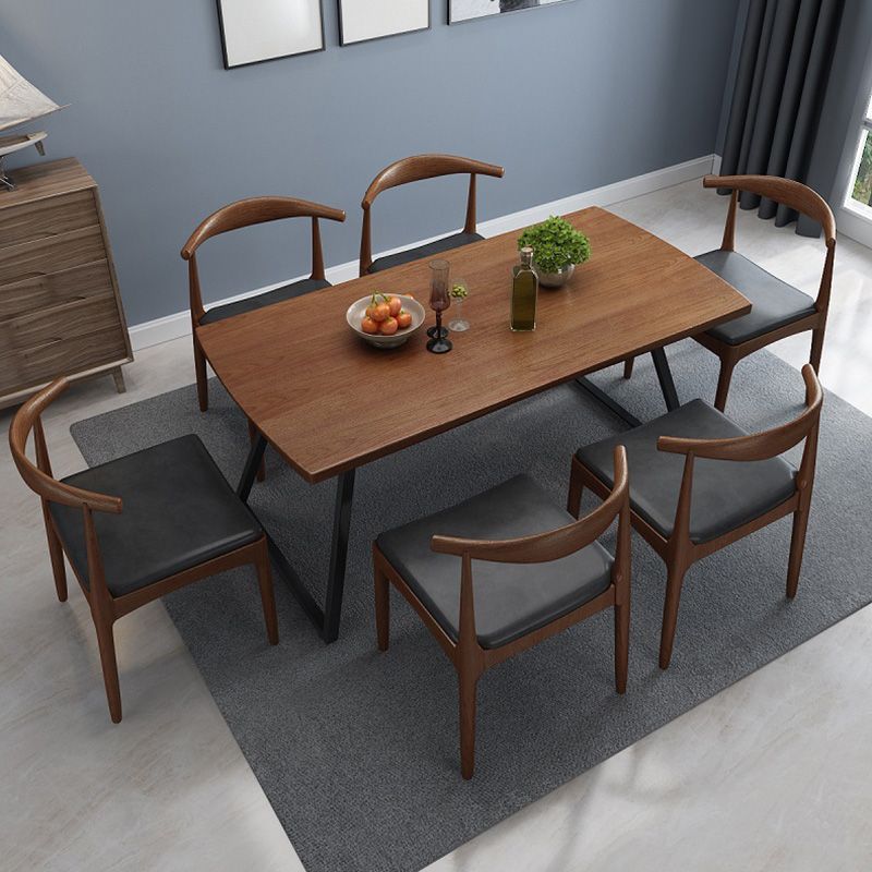 Industrial 1/2/3/5/7 Pieces Dining Set Rectangular Solid Wood Indoor Dinette Set