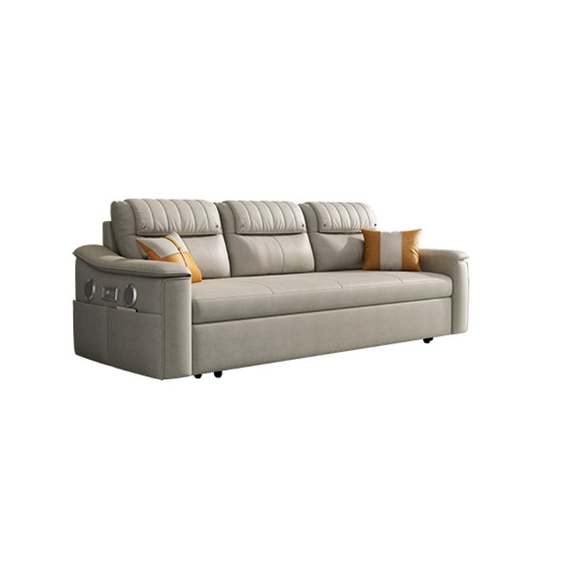 Glam Style Grey Futon Sleeper Sofa Bed with Storage and Pillow Back