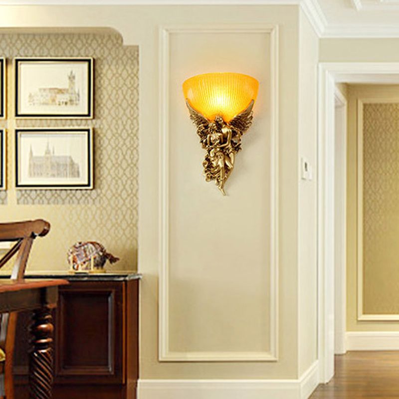 Geometric Wall Light Fixture Modern Resin 1 Light Wall Sconce in Gold