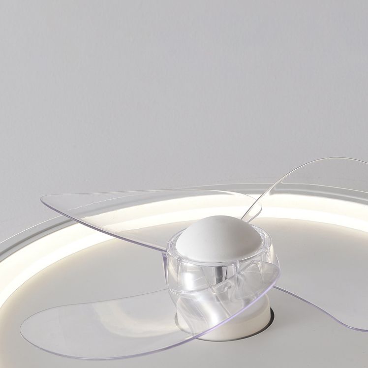 Contemporary Single White Ceiling Fan Lamp LED Metallic Ceiling Fan Light