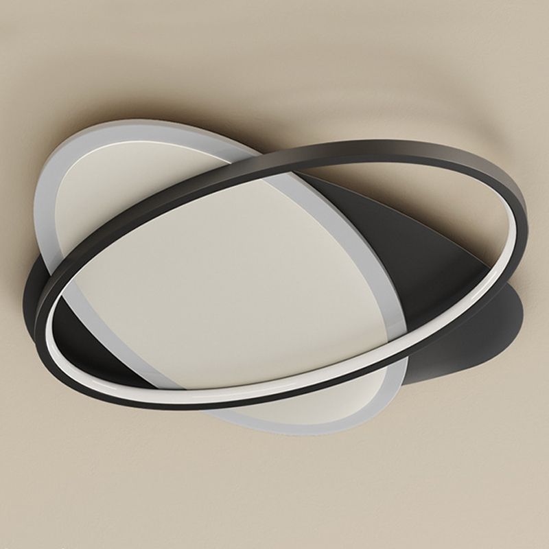 Lámpara de techo LED oblonga acrílica de estilo minimalista moderno, soporte empotrado de hierro lacado para dormitorio