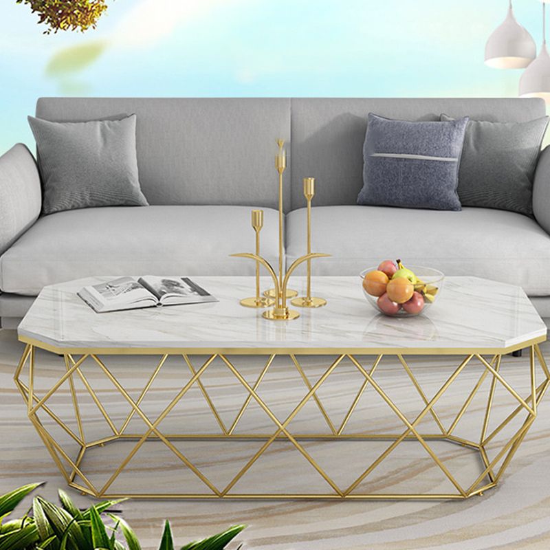 Frame Coffee Table Rectangle Marble Top Coffee Cocktail Table
