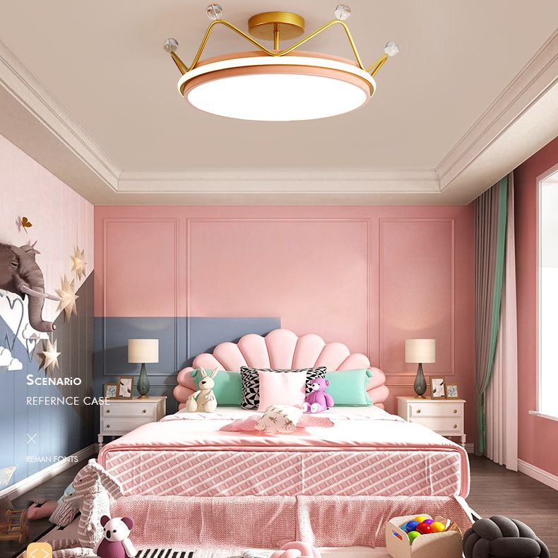 Round Semi Flush Mount Ceiling Fixture Kids Acrylic Semi Flush Light