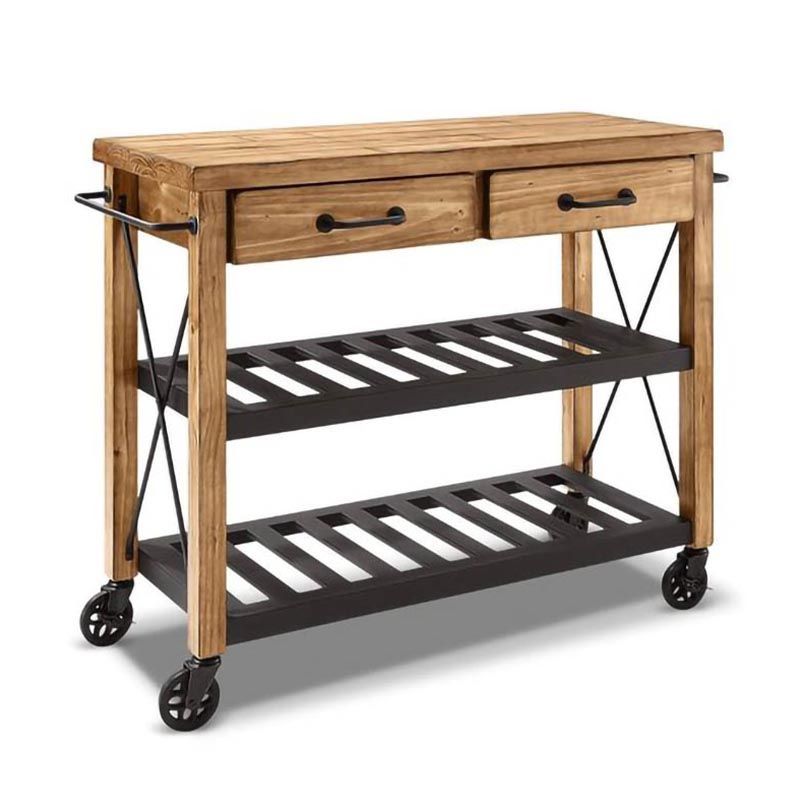Contemporary Rolling Kitchen Cart Metal Rectangular Kitchen Island Cart with Towel Rack