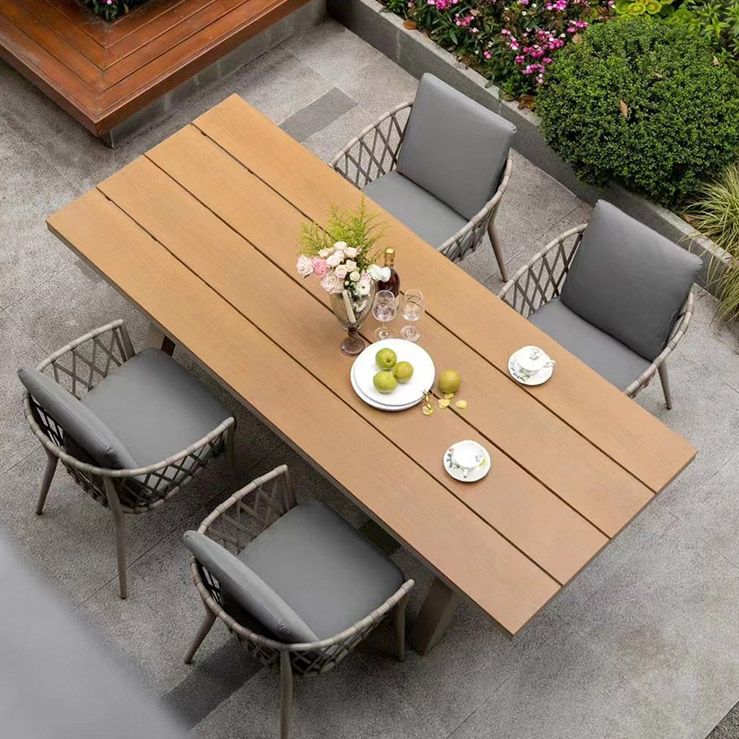 Boho Patio Dining Table Set 1/3/5/7/9 Pcs Aluminum Frame Dining Table and Chairs