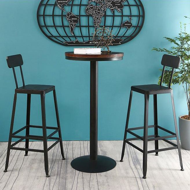 Solid Wood Pub Table Bar Height Industrial Round Bar Table for Indoor