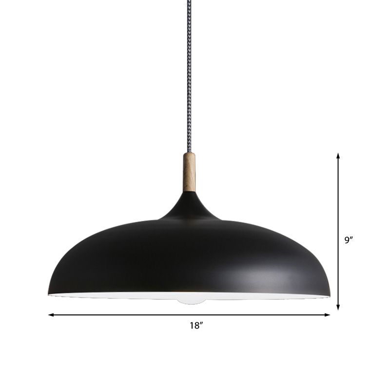 Schwarz/Weiß -Finish -Kuppel Anhänger Leuchte Retro -Stil Metal 1 Lampenküche Hanging Lampe mit einstellbarem Kabel