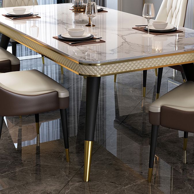 Glam 1/4/5/6/7 Pieces Rectangle Dining Table Set with Sintered Stone Top White Dinette Set